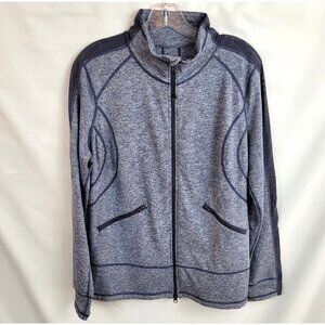 Zella Heather Grey XL Full Double Zip Mesh Panel Pockets Gray